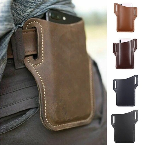 Men leather phone holster belt - leather,